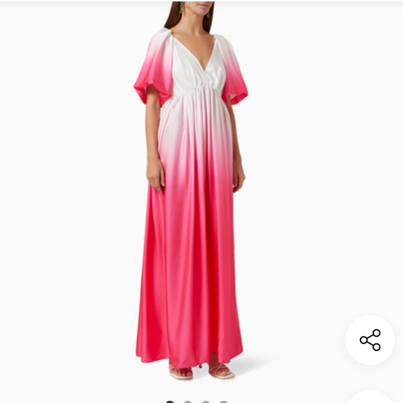 Free People Delfi Sofia Ombre Dip Dyed Puff Sleeve Vintage Maxi Dress